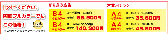 折込広告・営業チラシ料金